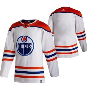 Miehille NHL Edmonton Oilers Pelipaita Blank 2022 Reverse Retro Valkoinen Authentic